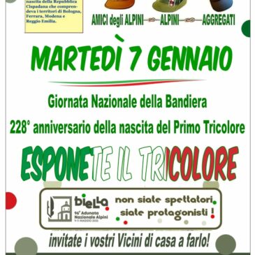 Domani la festa del Tricolore. L’invito a esporlo nell’attesa dell’Adunata