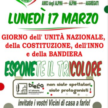 17 marzo la giornata dell’Unità Nazionale