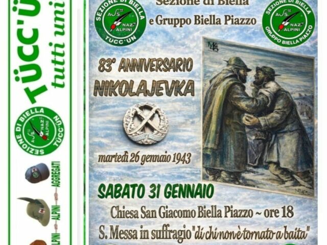 83° Nikolajewka – sabato 31 gennaio Biella Piazzo
