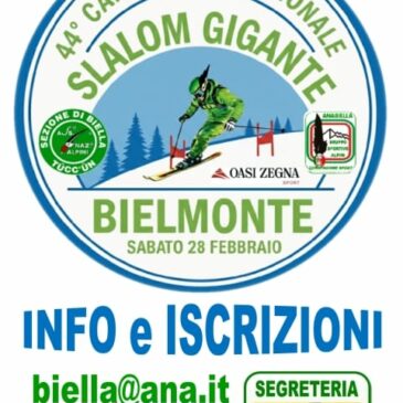 A Bielmonte lo Slalom Gigante in notturna valido per il 44° Campionato A.N.A. Biella